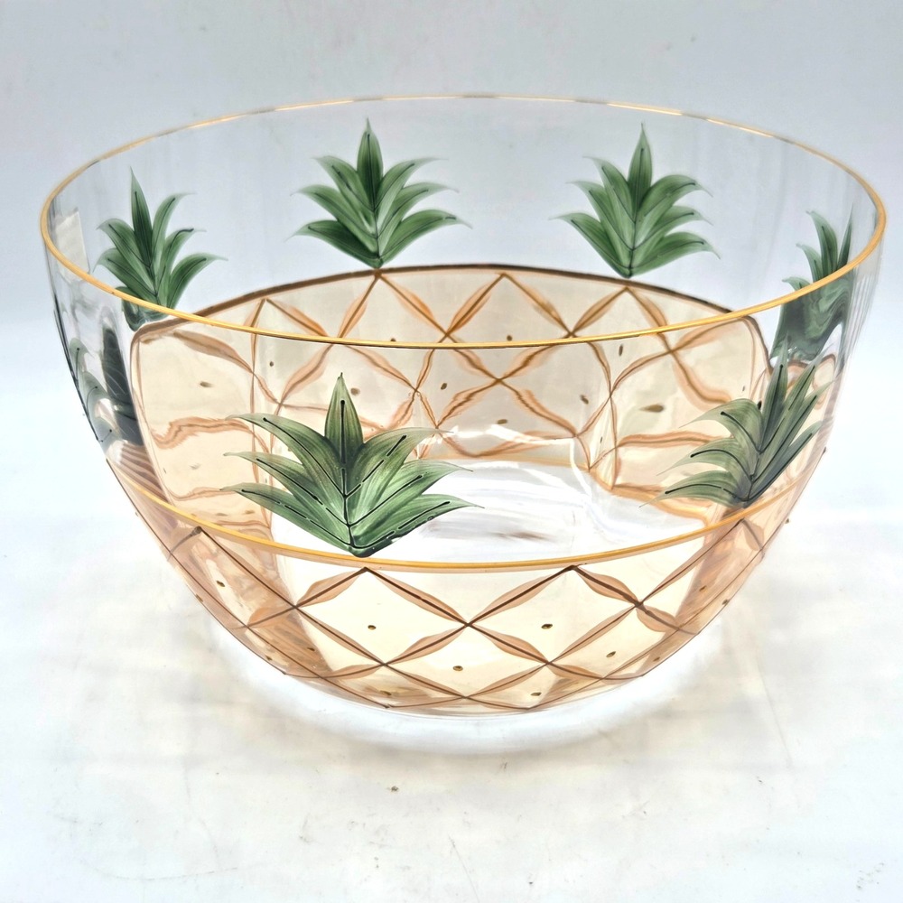 Romanian Crystal Glass Bowl with 22K Gold Trim 11" Mouth Blown Hand Painted